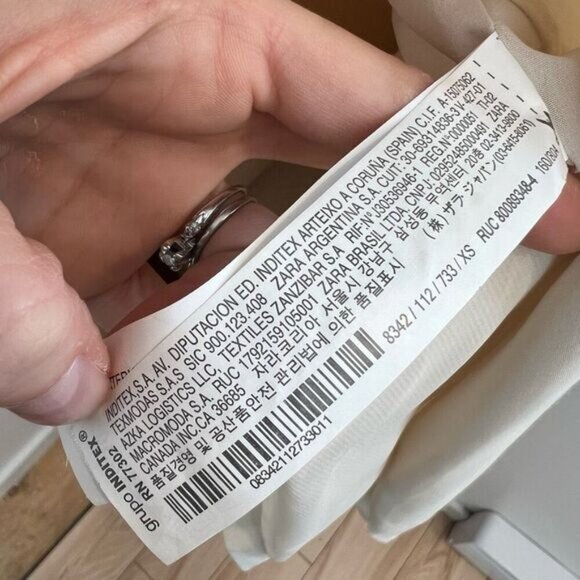 Zara Women’s XS Off White Draped Satin Wrap Blazer Dress Belted Long Sleeve Midi - Picture 13 of 15